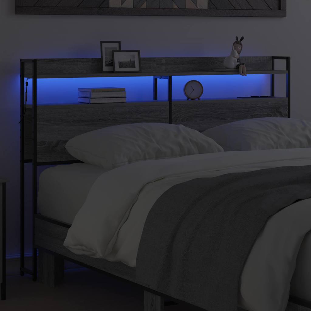 vidaXL Κεφαλάρι με ράφι Γκρι sonoma 120 cm Επεξεργασμένο ξύλο