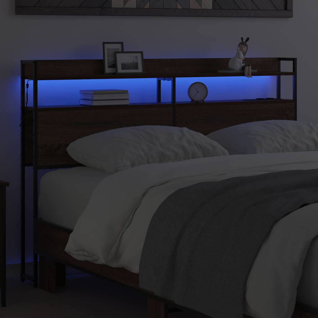 vidaXL Κεφαλάρι με ράφι Καφέ δρυς 120 cm Επεξεργασμένο ξύλο