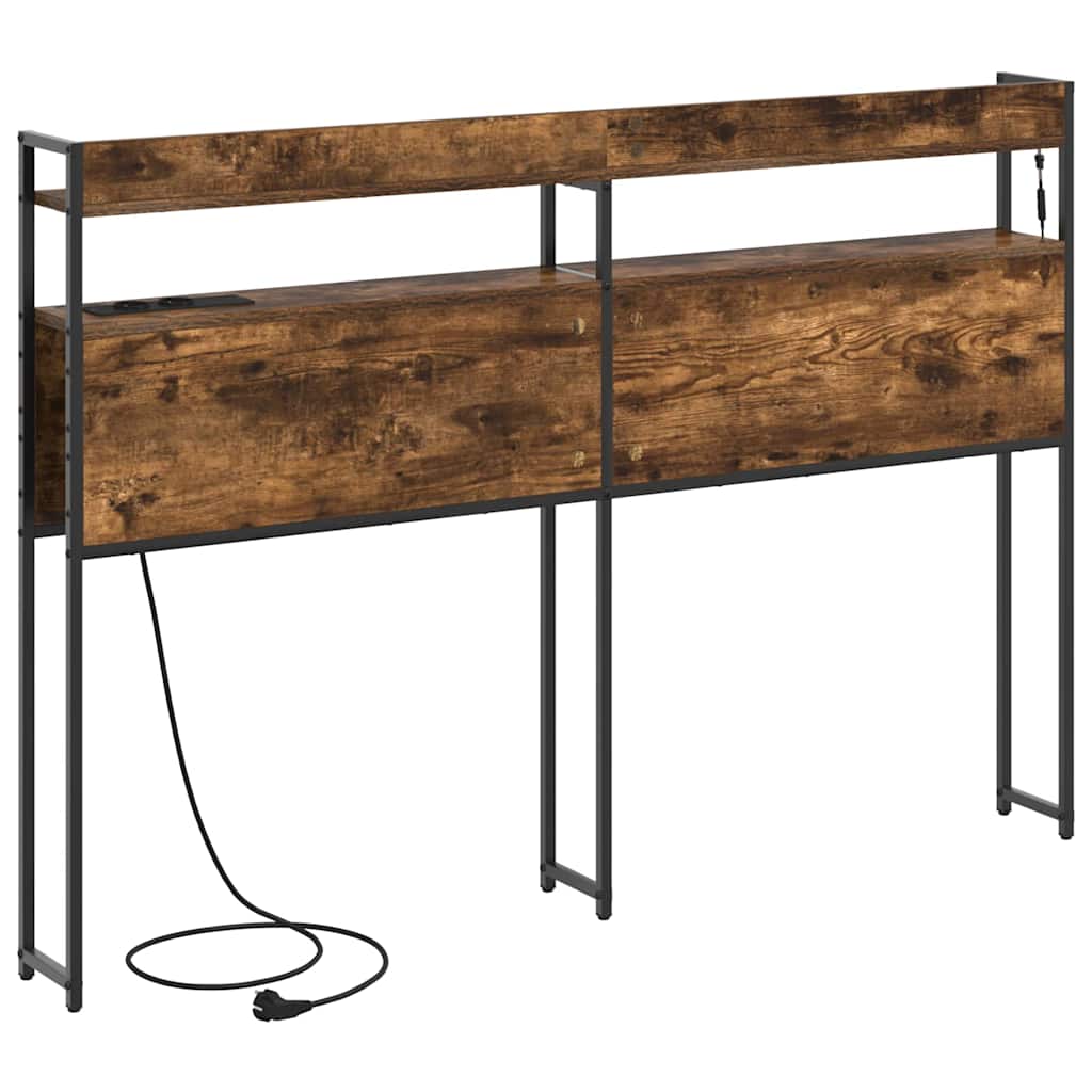 vidaXL Κεφαλάρι με ράφι Καπνιστή δρυς 135 cm Επεξεργασμένο ξύλο