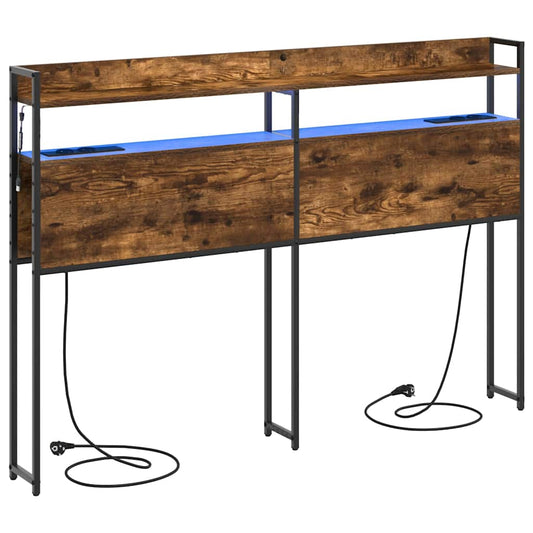 vidaXL Κεφαλάρι με ράφι Καπνιστή δρυς 140 cm Επεξεργασμένο ξύλο