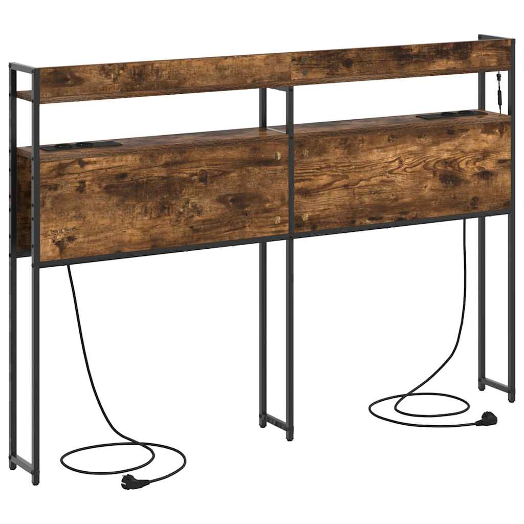 vidaXL Κεφαλάρι με ράφι Καπνιστή δρυς 140 cm Επεξεργασμένο ξύλο