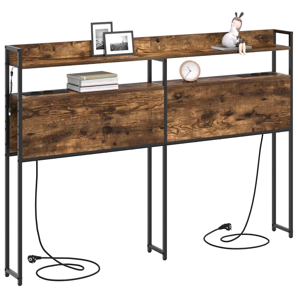 vidaXL Κεφαλάρι με ράφι Καπνιστή δρυς 150 cm Επεξεργασμένο ξύλο