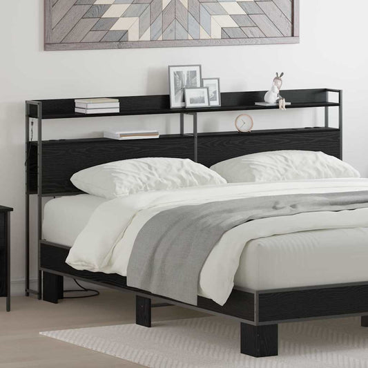 vidaXL Κεφαλάρι με ράφι Μαύρη δρυς 180 cm Επεξεργασμένο ξύλο