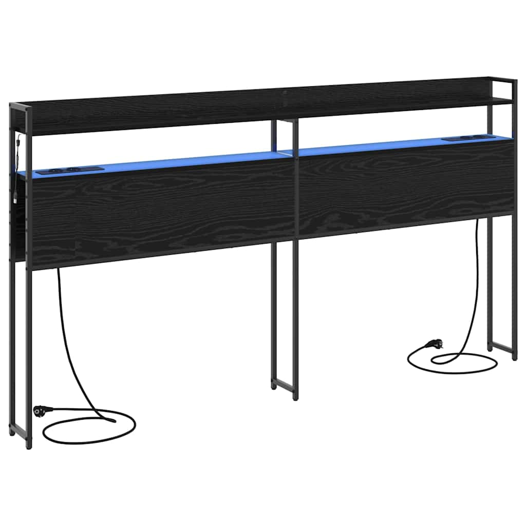 vidaXL Κεφαλάρι με ράφι Μαύρη δρυς 180 cm Επεξεργασμένο ξύλο