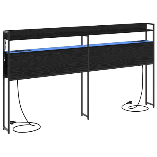 vidaXL Κεφαλάρι με ράφι Μαύρη δρυς 180 cm Επεξεργασμένο ξύλο