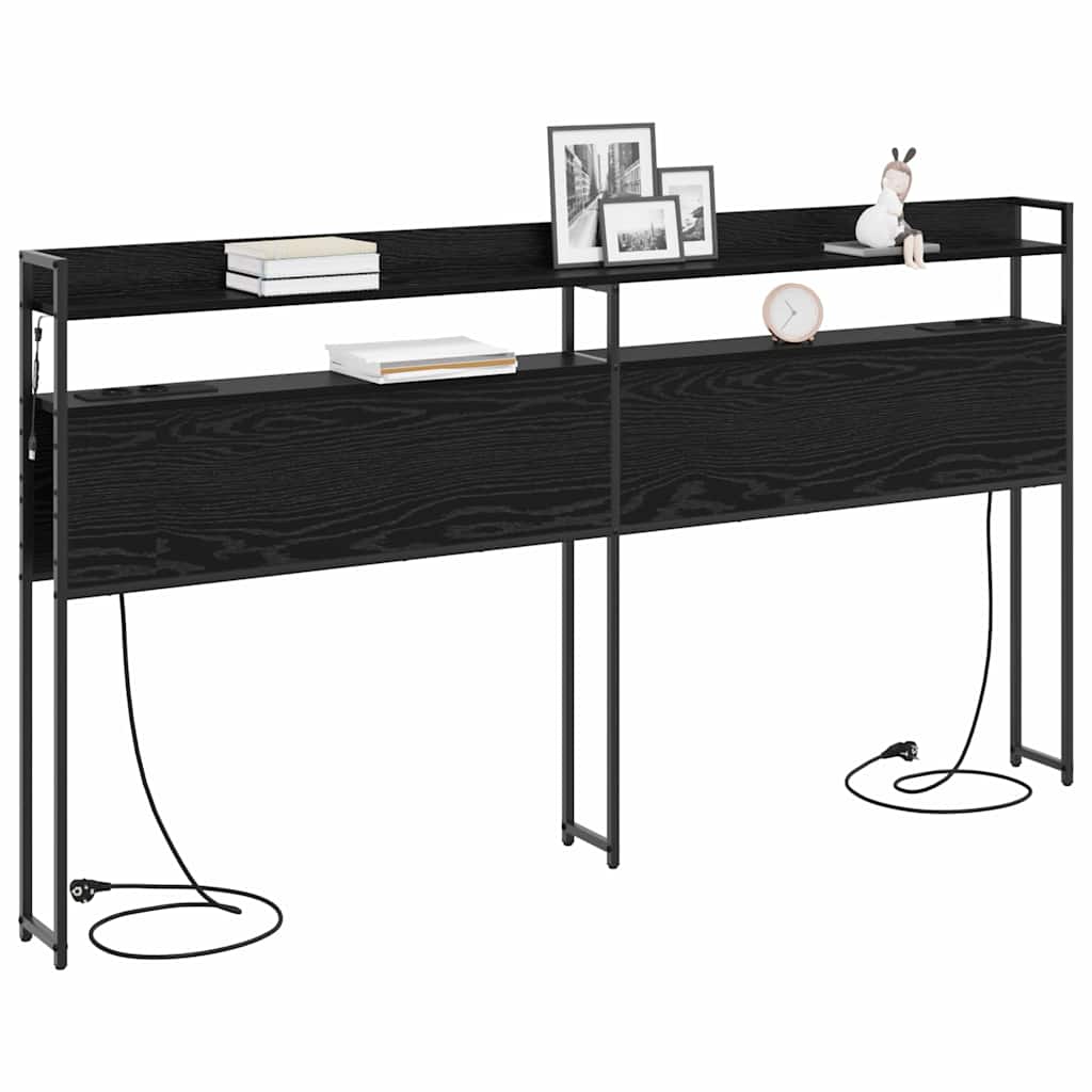vidaXL Κεφαλάρι με ράφι Μαύρη δρυς 180 cm Επεξεργασμένο ξύλο