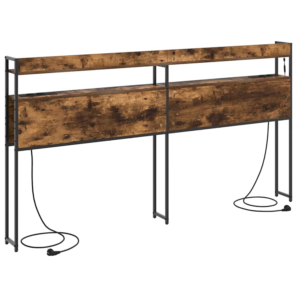 vidaXL Κεφαλάρι με ράφι Καπνιστή δρυς 180 cm Επεξεργασμένο ξύλο