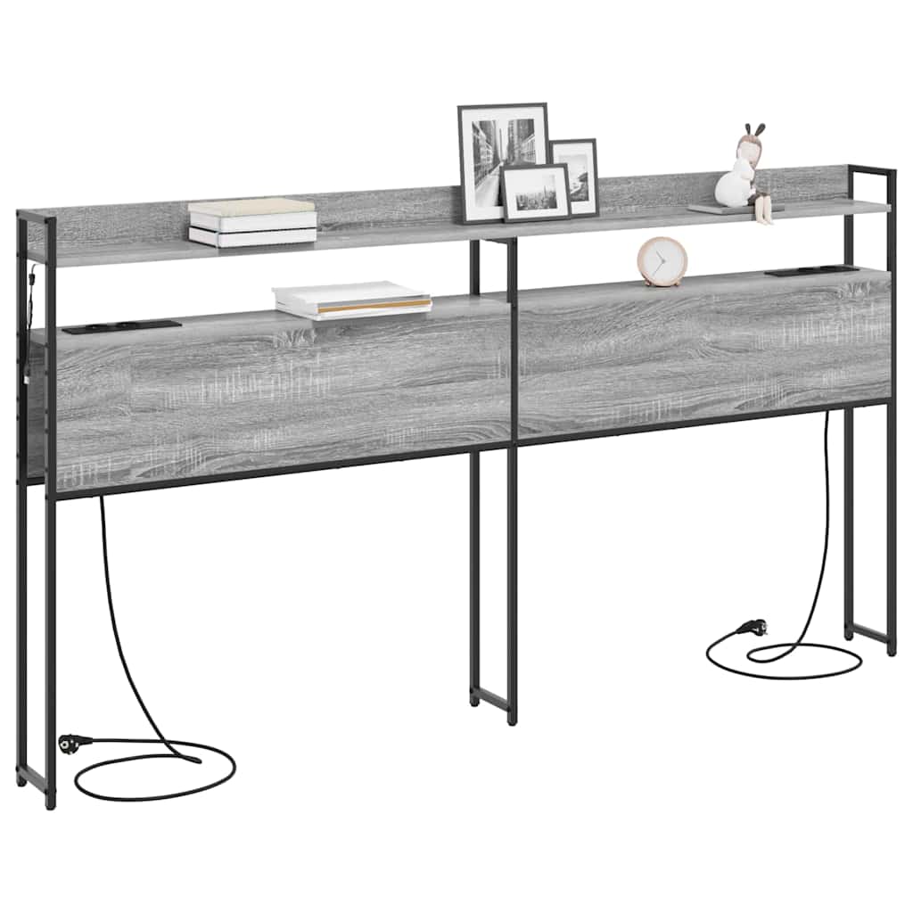 vidaXL Κεφαλάρι με ράφι Γκρι sonoma 180 cm Επεξεργασμένο ξύλο