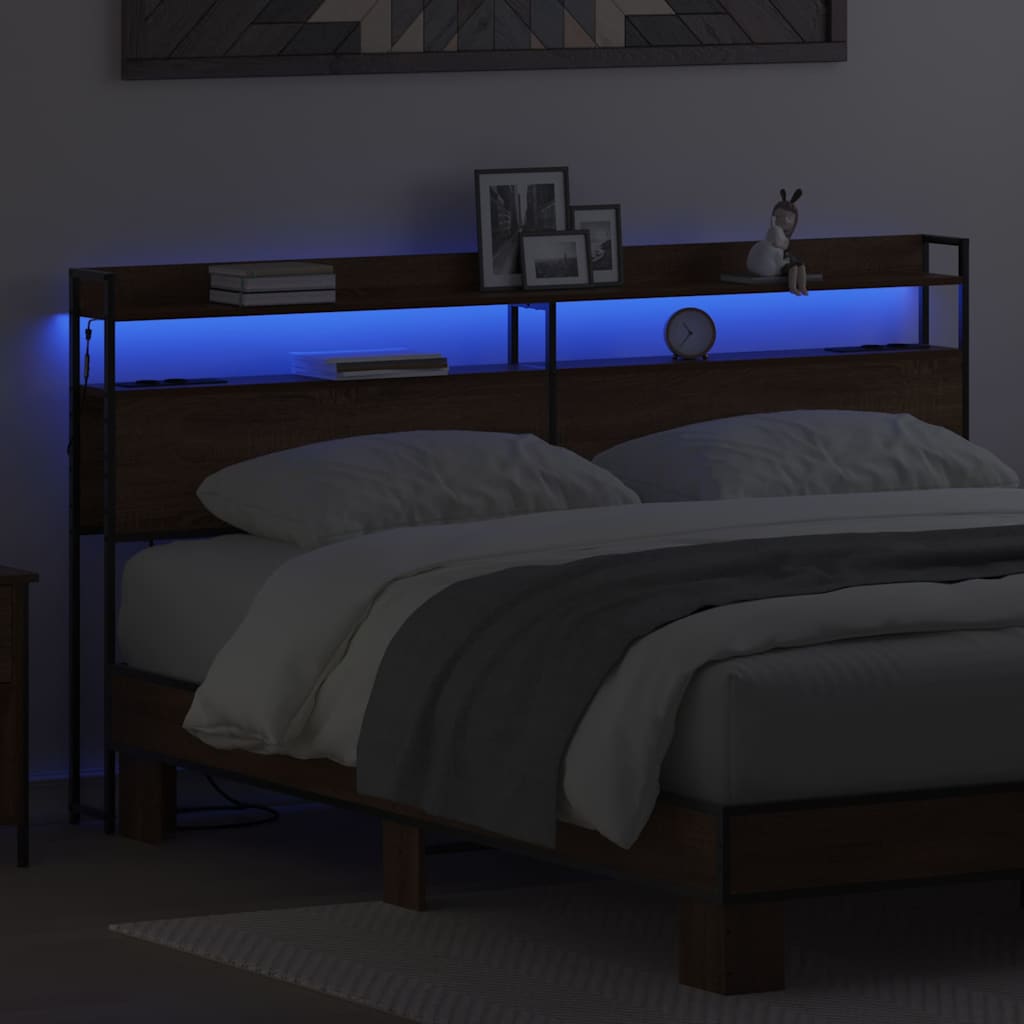 vidaXL Κεφαλάρι με ράφι Καφέ δρυς 180 cm Επεξεργασμένο ξύλο