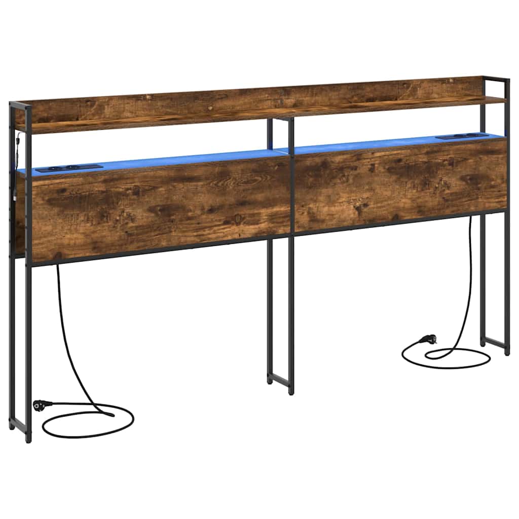 vidaXL Κεφαλάρι με ράφι Καπνιστή δρυς 200 cm Επεξεργασμένο ξύλο