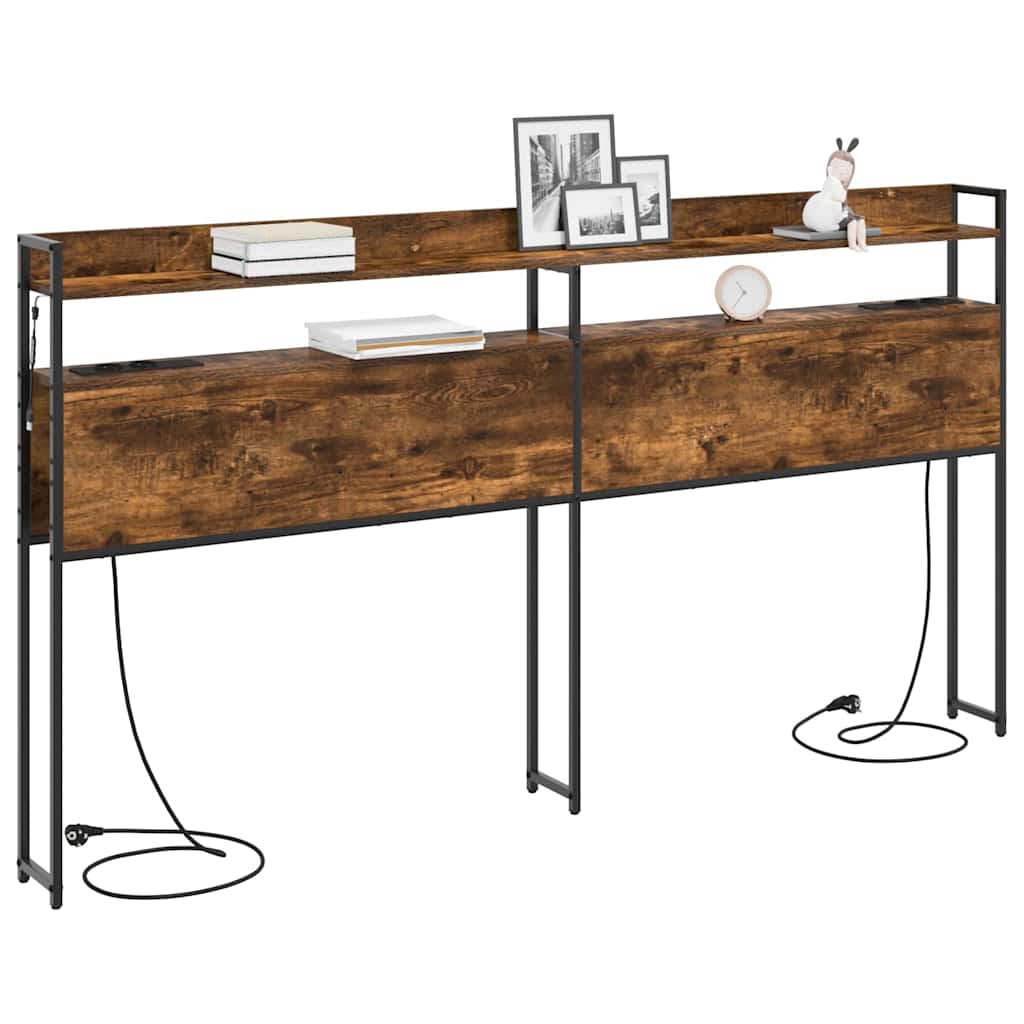 vidaXL Κεφαλάρι με ράφι Καπνιστή δρυς 200 cm Επεξεργασμένο ξύλο