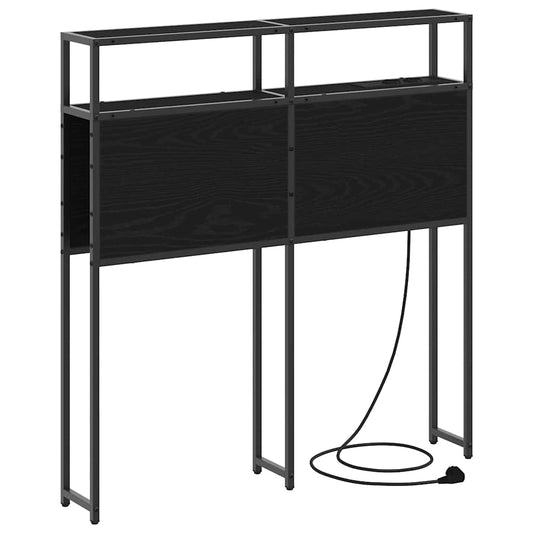 vidaXL Κεφαλάρι Αποθήκης με ράφι Μαύρη δρυς 80 cm Επεξεργασμένο ξύλο