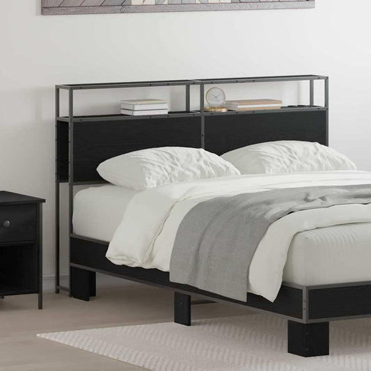 vidaXL Κεφαλάρι Αποθήκης με ράφι Μαύρη δρυς 135 cm Επεξεργασμένο ξύλο