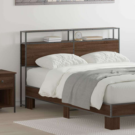vidaXL Κεφαλάρι Αποθήκης με ράφι Καφέ δρυς 135 cm Επεξεργασμένο ξύλο