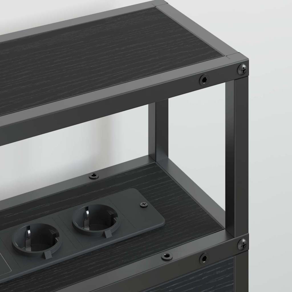 vidaXL Κεφαλάρι Αποθήκης με ράφι Μαύρη δρυς 160 cm Επεξεργασμένο ξύλο