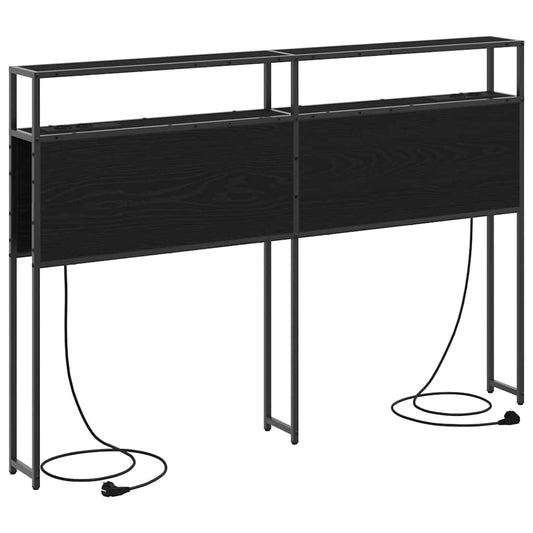 vidaXL Κεφαλάρι Αποθήκης με ράφι Μαύρη δρυς 160 cm Επεξεργασμένο ξύλο