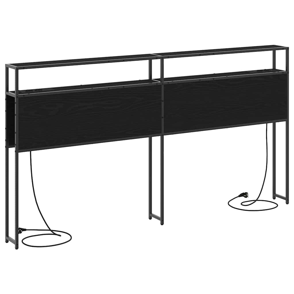 vidaXL Κεφαλάρι Αποθήκης με ράφι Μαύρη δρυς 180 cm Επεξεργασμένο ξύλο