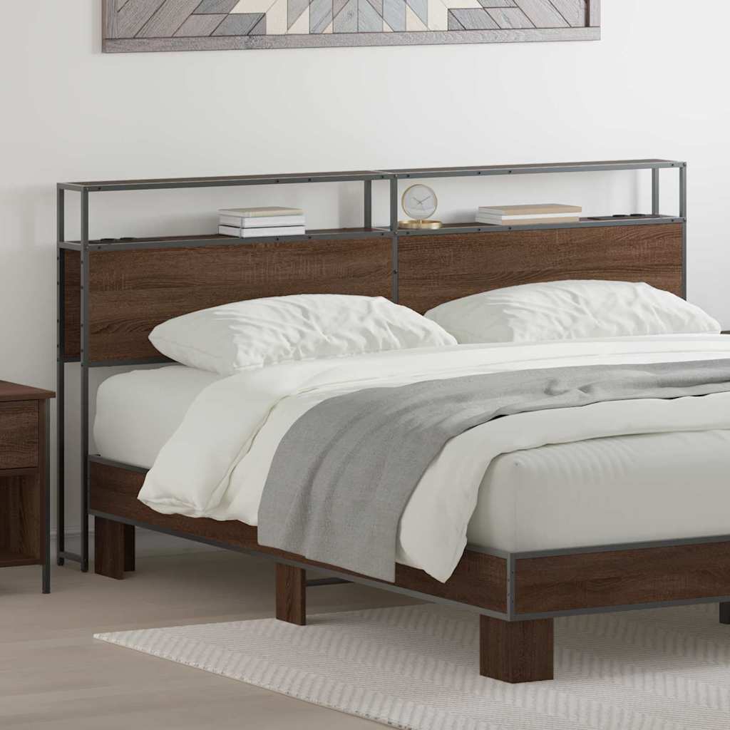 vidaXL Κεφαλάρι Αποθήκης με ράφι Καφέ δρυς 180 cm Επεξεργασμένο ξύλο