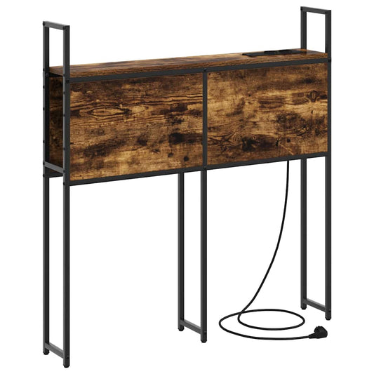 vidaXL Κεφαλάρι Αποθήκης με Σταθμό Φόρτισης Καπνιστή δρυς 75 cm