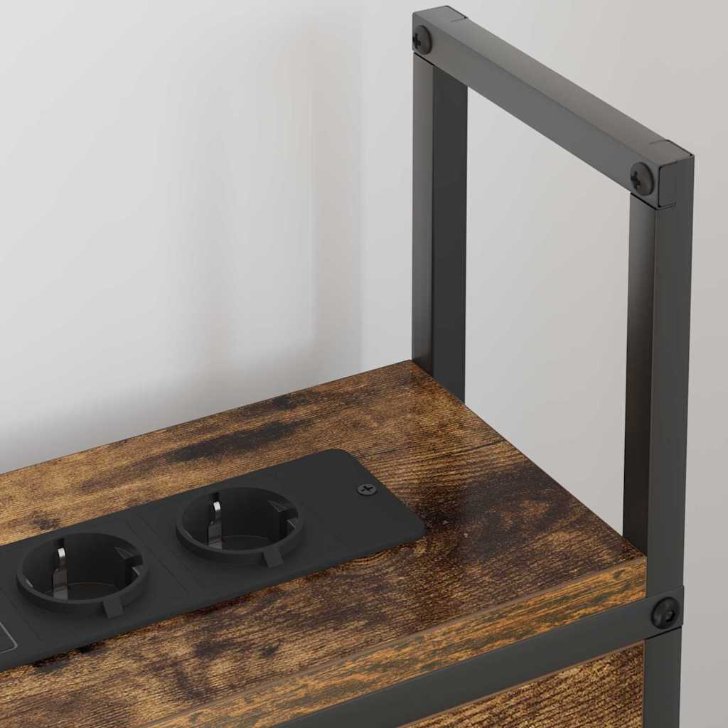 vidaXL Κεφαλάρι Αποθήκης με Σταθμό Φόρτισης Καπνιστή δρυς 90 cm