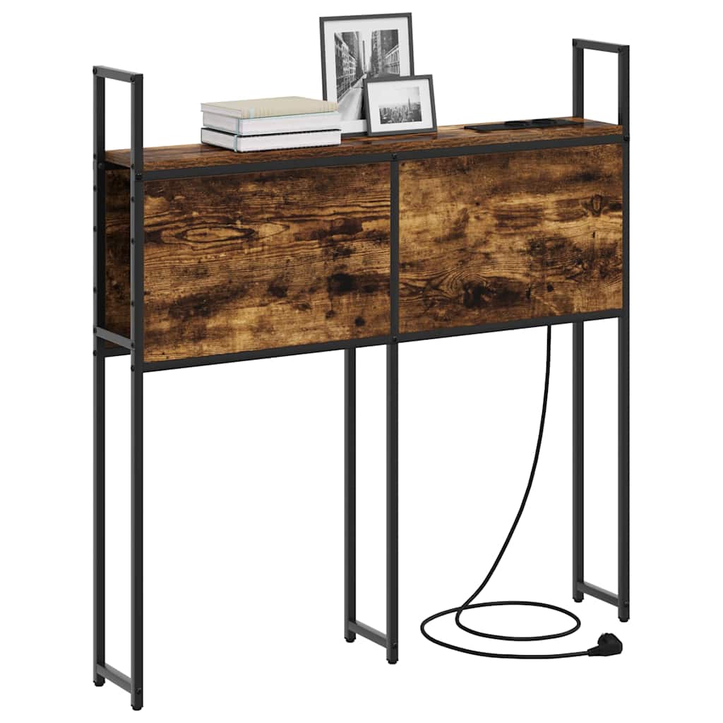 vidaXL Κεφαλάρι Αποθήκης με Σταθμό Φόρτισης Καπνιστή δρυς 90 cm