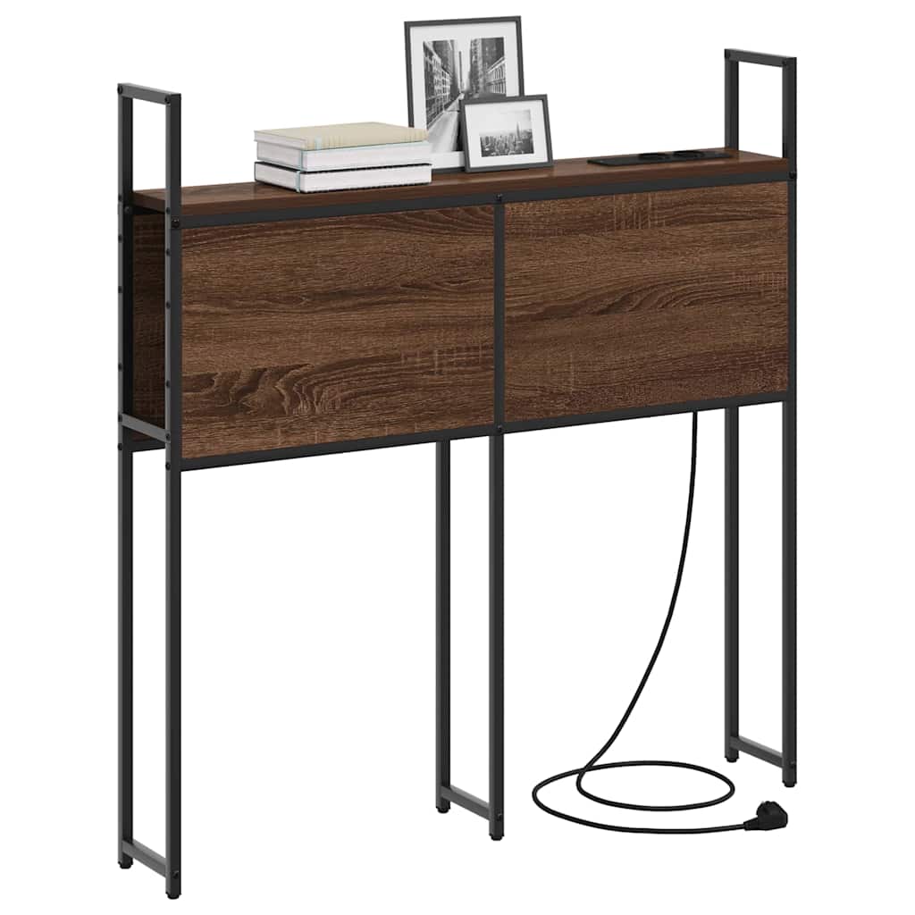 vidaXL Κεφαλάρι Αποθήκης με Σταθμό Φόρτισης Καφέ δρυς 90 cm