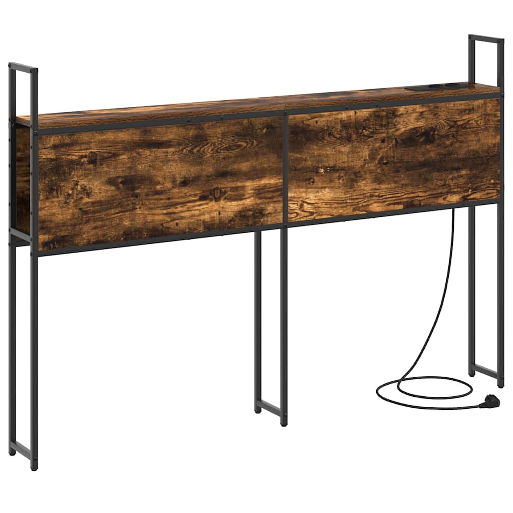 vidaXL Κεφαλάρι Αποθήκης με Σταθμό Φόρτισης Καπνιστή δρυς 120 cm