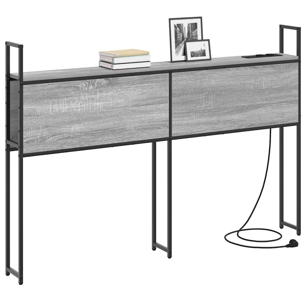 vidaXL Κεφαλάρι Αποθήκης με Σταθμό Φόρτισης Γκρι sonoma 120 cm