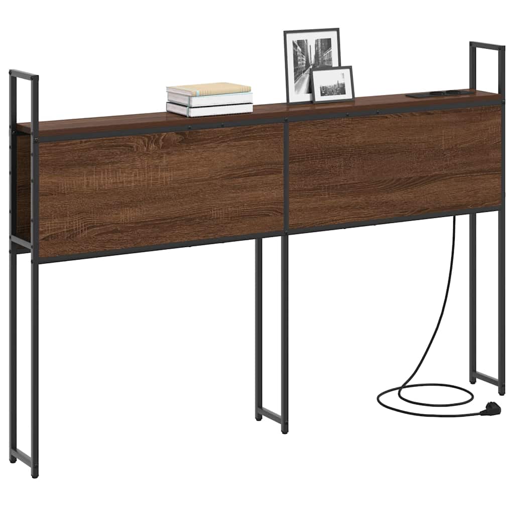 vidaXL Κεφαλάρι Αποθήκης με Σταθμό Φόρτισης Καφέ δρυς 135 cm