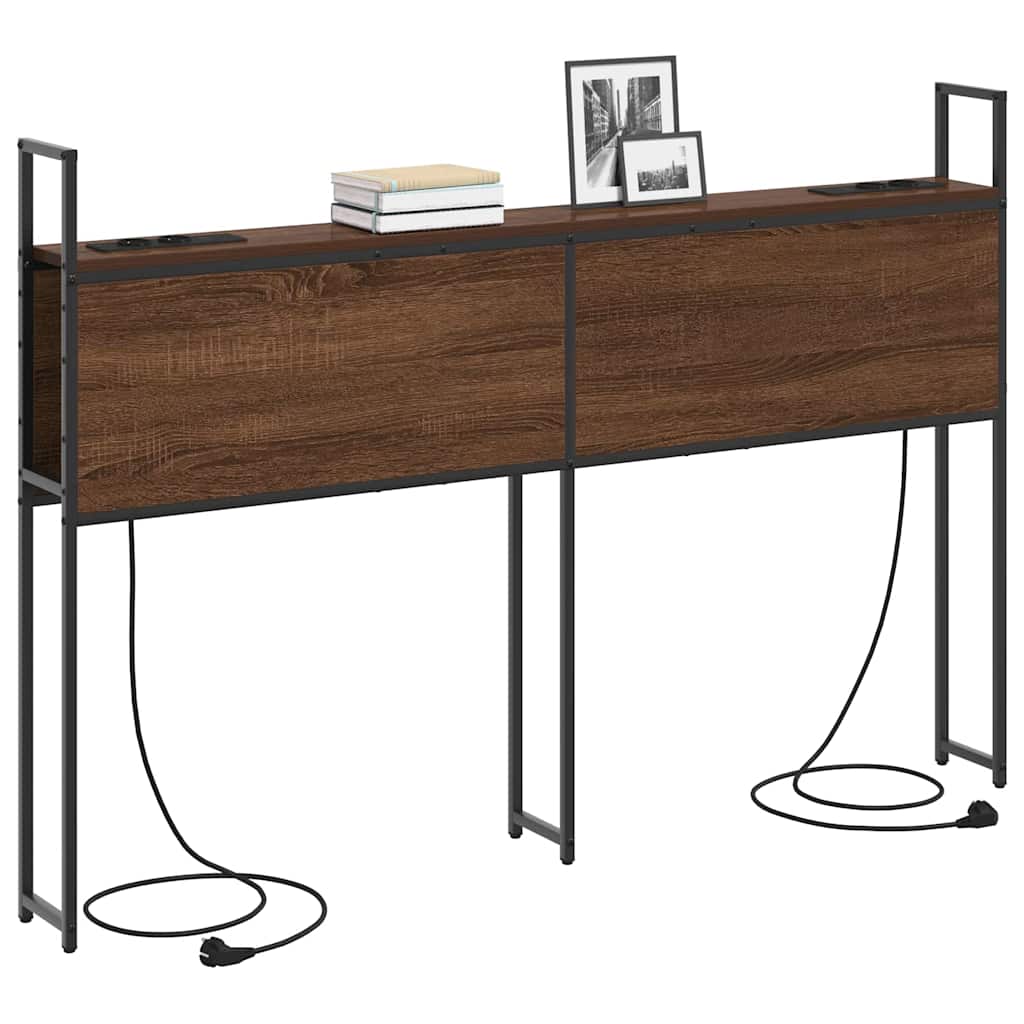 vidaXL Κεφαλάρι Αποθήκης με Σταθμό Φόρτισης Καφέ δρυς 150 cm