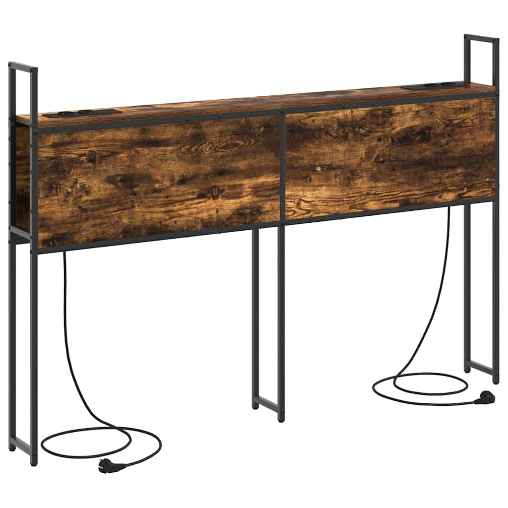 vidaXL Κεφαλάρι Αποθήκης με Σταθμό Φόρτισης Καπνιστή δρυς 160 cm