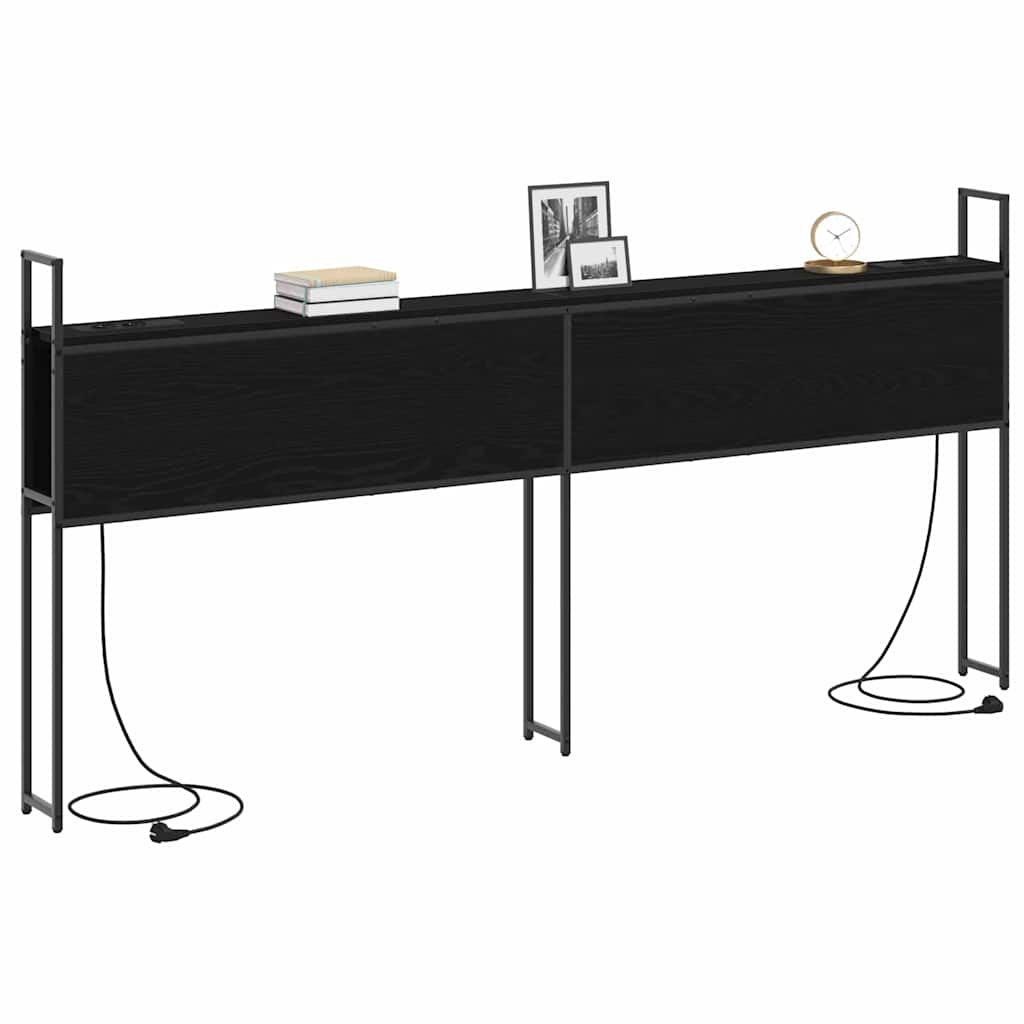 vidaXL Κεφαλάρι Αποθήκης με Σταθμό Φόρτισης Μαύρη δρυς 180 cm