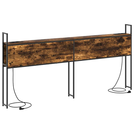 vidaXL Κεφαλάρι Αποθήκης με Σταθμό Φόρτισης Καπνιστή δρυς 180 cm