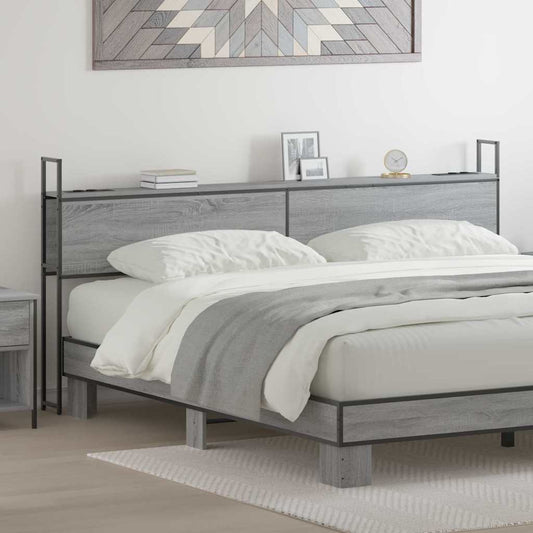 vidaXL Κεφαλάρι Αποθήκης με Σταθμό Φόρτισης Γκρι sonoma 180 cm