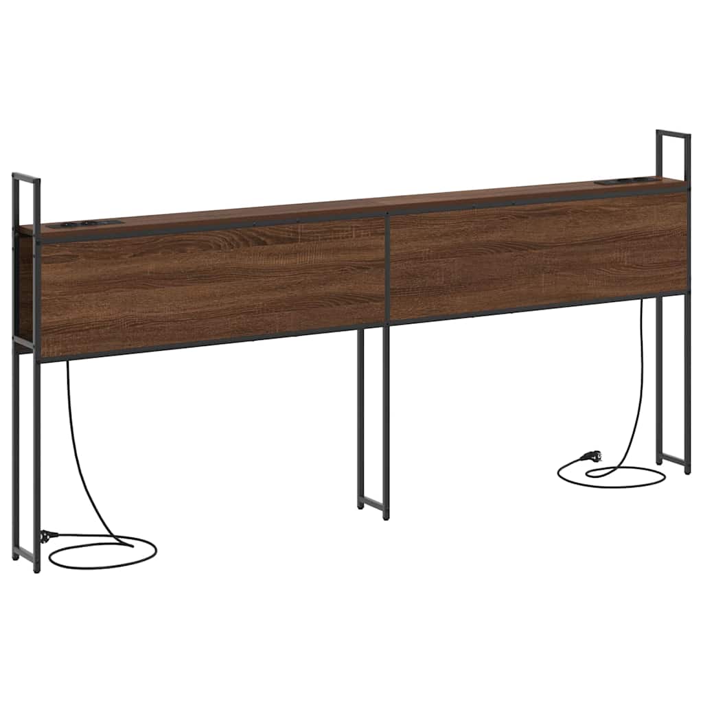 vidaXL Κεφαλάρι Αποθήκης με Σταθμό Φόρτισης Καφέ δρυς 180 cm