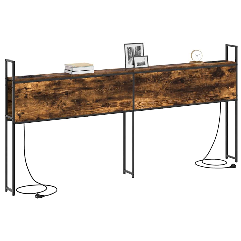 vidaXL Κεφαλάρι Αποθήκης με Σταθμό Φόρτισης Καπνιστή δρυς 200 cm