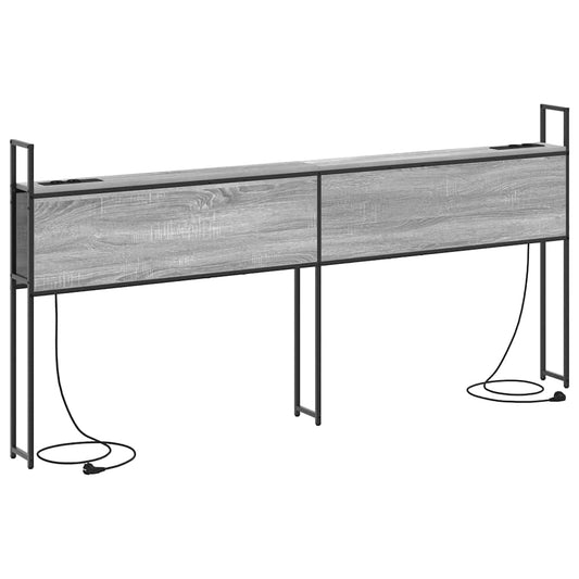 vidaXL Κεφαλάρι Αποθήκης με Σταθμό Φόρτισης Γκρι sonoma 200 cm