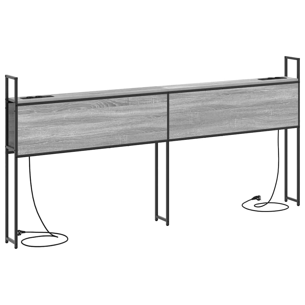 vidaXL Κεφαλάρι Αποθήκης με Σταθμό Φόρτισης Γκρι sonoma 200 cm