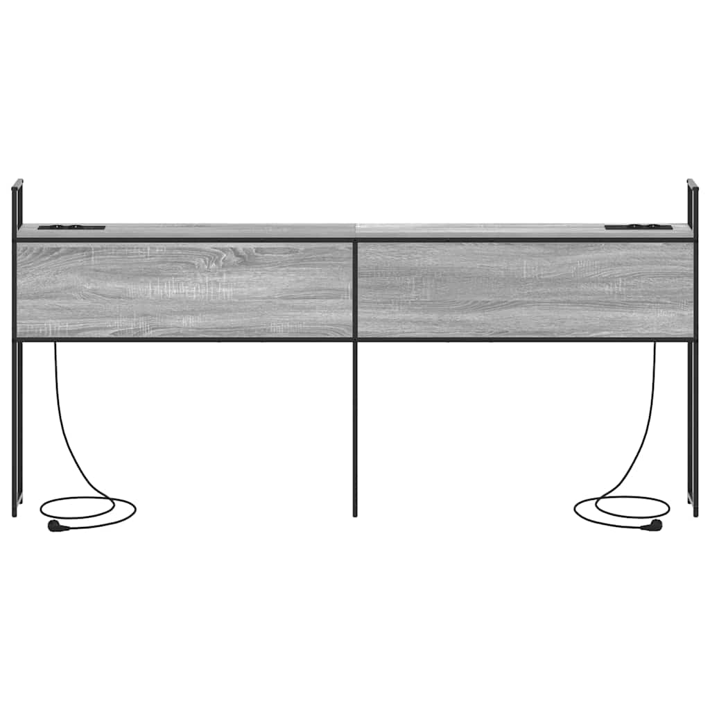 vidaXL Κεφαλάρι Αποθήκης με Σταθμό Φόρτισης Γκρι sonoma 200 cm