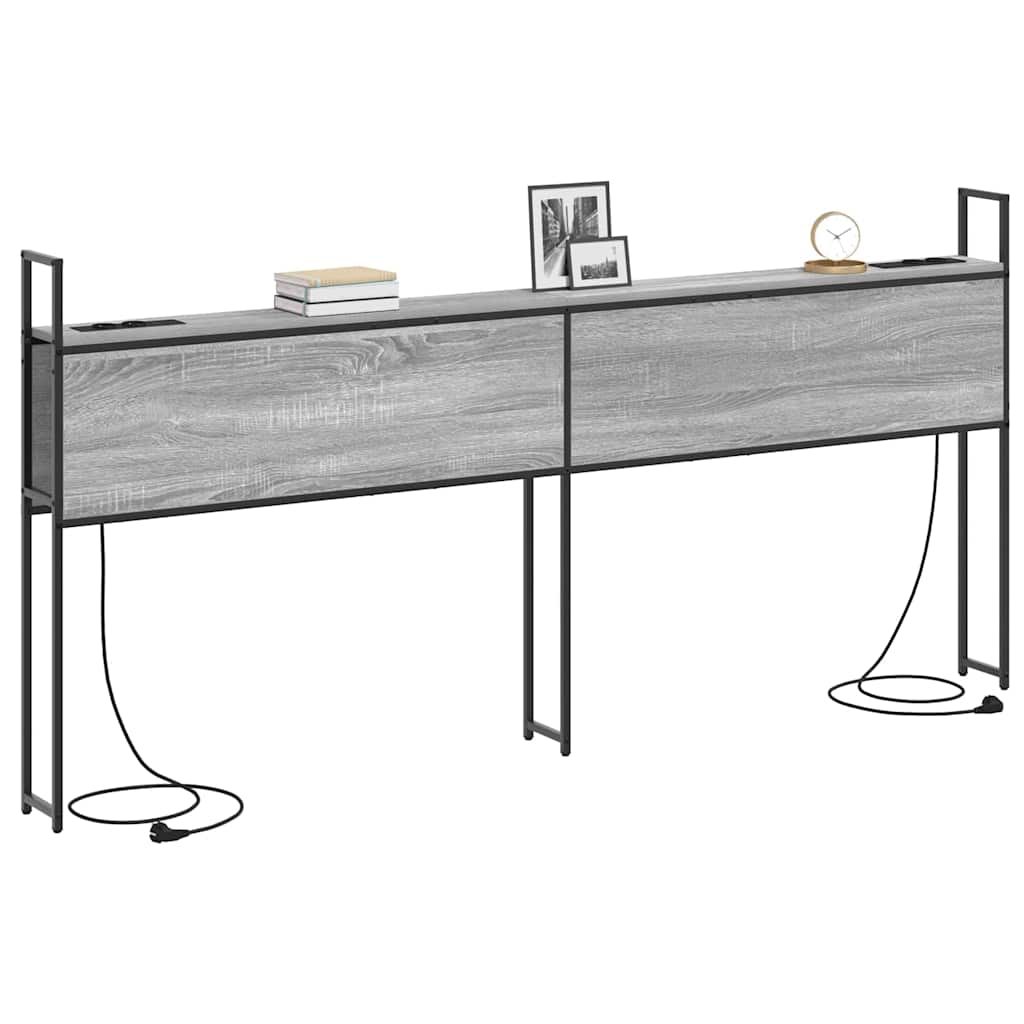 vidaXL Κεφαλάρι Αποθήκης με Σταθμό Φόρτισης Γκρι sonoma 200 cm