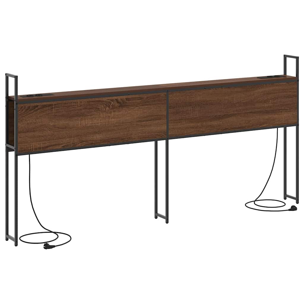 vidaXL Κεφαλάρι Αποθήκης με Σταθμό Φόρτισης Καφέ δρυς 200 cm