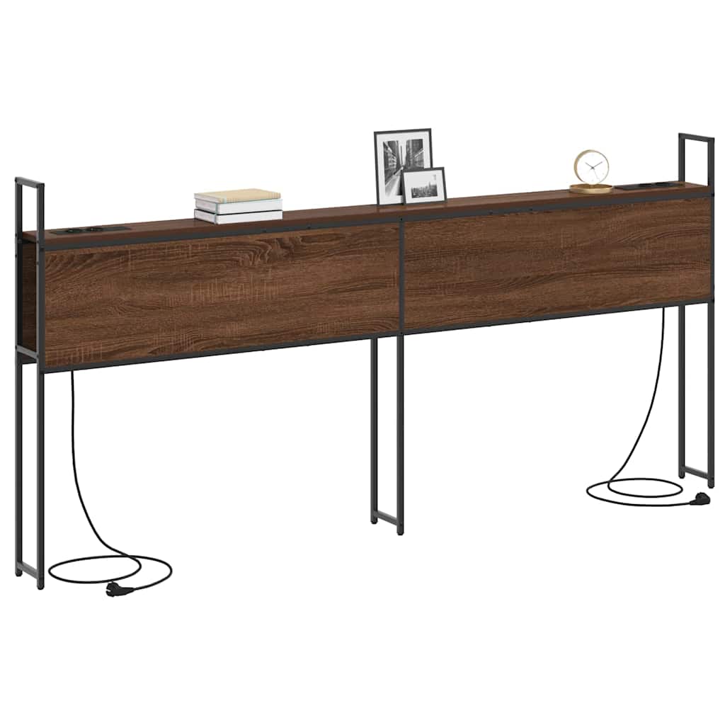 vidaXL Κεφαλάρι Αποθήκης με Σταθμό Φόρτισης Καφέ δρυς 200 cm