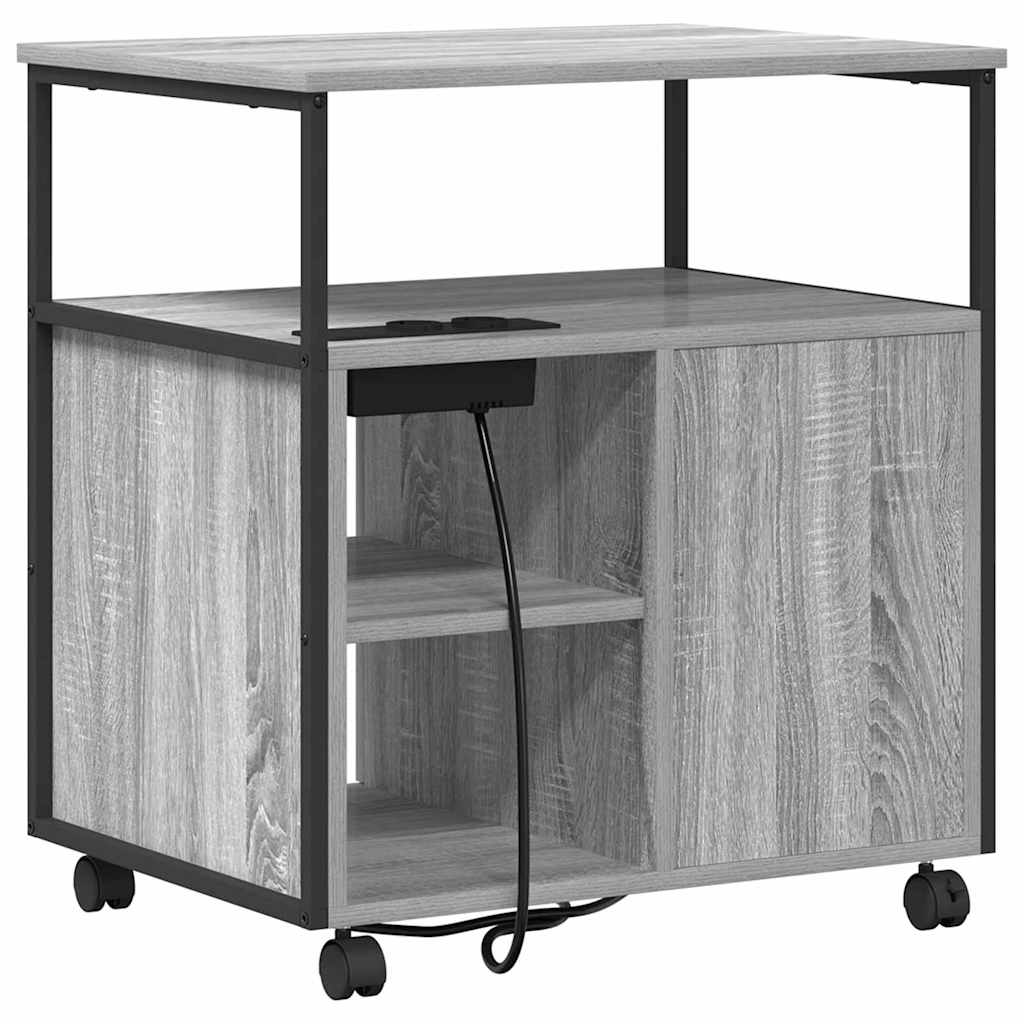 vidaXL Γραφείο Ντουλάπι με τροχούς Γκρι sonoma 61 x 46 x 67 εκ.