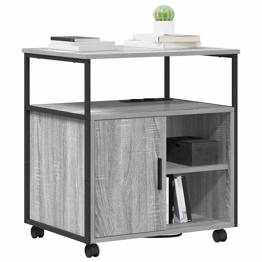vidaXL Γραφείο Ντουλάπι με τροχούς Γκρι sonoma 61 x 46 x 67 εκ.
