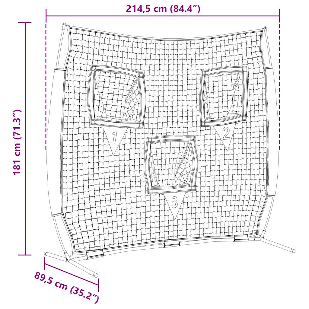 vidaXL Μπέιζμπολ & Σόφτμπολ Μαύρο 214.5 x 89.5 x 181 εκ. Πολυεστέρας