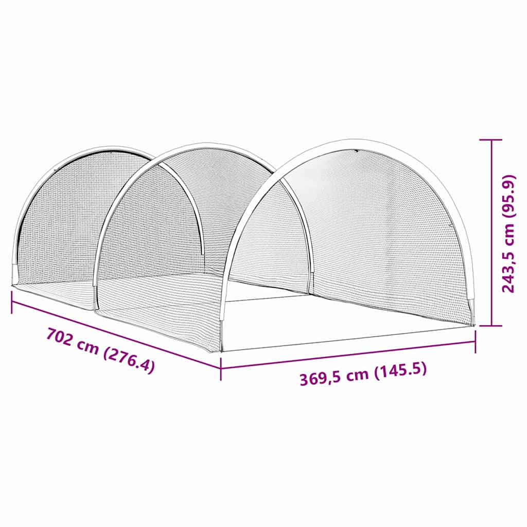 vidaXL Μπέιζμπολ & Σόφτμπολ Μαύρο 702 x 369,5 x 243,5 cm Πολυεστέρας