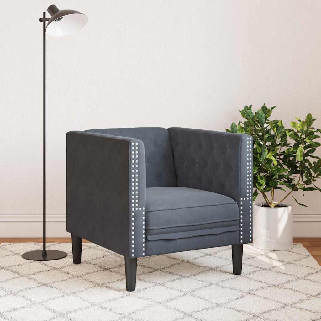 vidaXL Καναπές Σκούρο Γκρι 74,5 x 71 x 70,5 εκ. Βελούδο