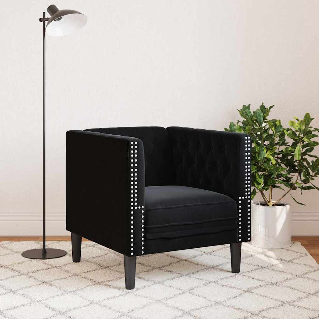 vidaXL Καναπές Μαύρο 74,5 x 71 x 70,5 εκ. Βελούδο