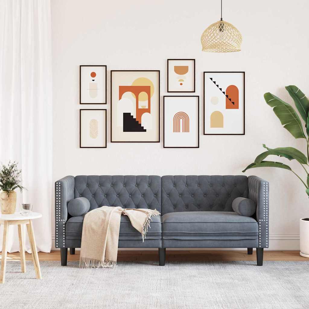 vidaXL Καναπές Σκούρο Γκρι 174 x 74,5 x 70,5 εκ. Βελούδο