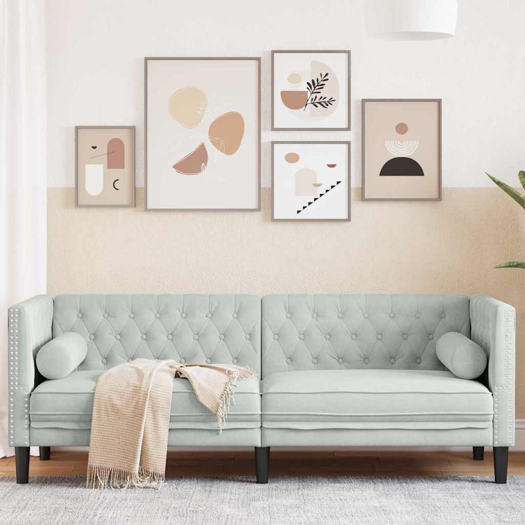 vidaXL Καναπές Ανοιχτό γκρι 194 x 74,5 x 70,5 εκ. Βελούδο